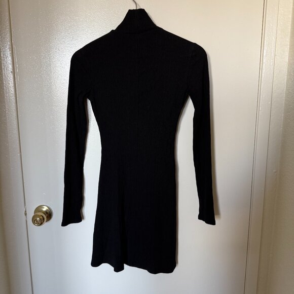 Reformation Maya Black Turtleneck Ribbed Mini Bodycon Dress XS - Picture 7 of 7